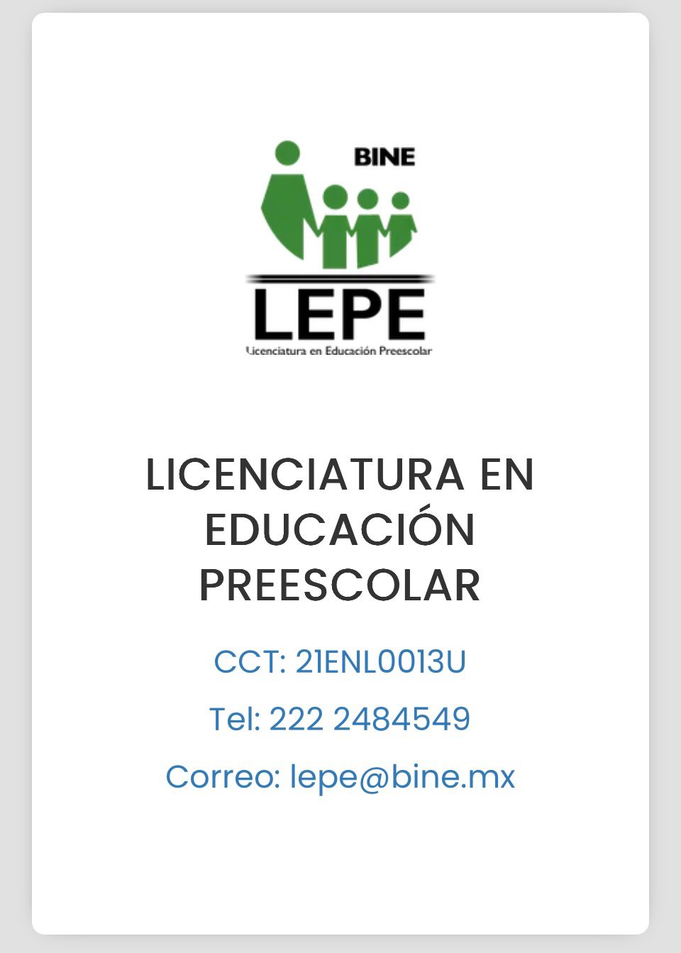 LEPE — Licenciatura en Educación Preescolar